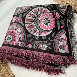 Vera Bradley Scarf Shawl Wrap Fringed Floral Print 52" x 52"